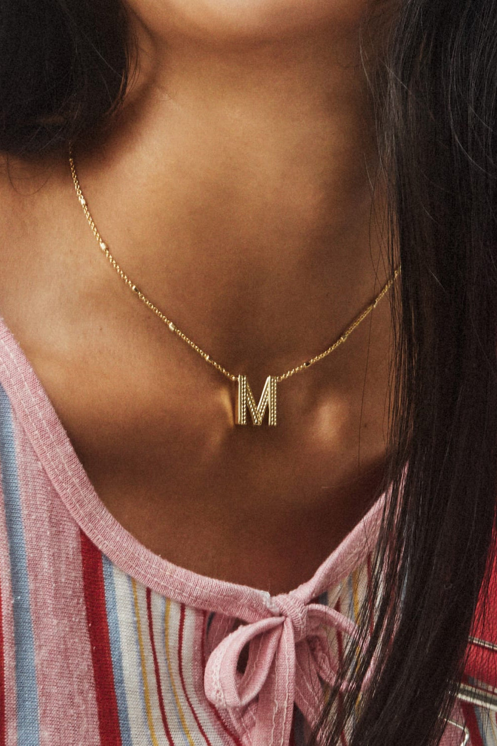 Buy Yellow Chimes Gold -toned Stainless Steel Initial Alphabet Letter M  Pendant With Chain Online